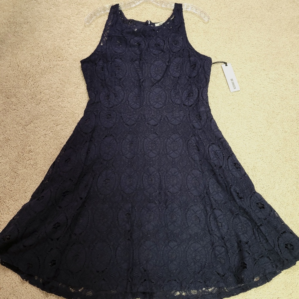 BB Dakota Henley Lace Fit & Flare Minidress in Oil Spill Size 12